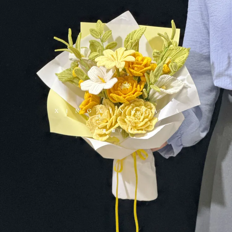 【时光花园黄色系花束】材料｜扭扭棒自制花束送女友送朋友生日礼物