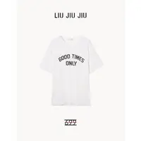 LIUJIUJIU 韩版早秋朋克裂纹字母印花短袖高级设计感T恤TX4781L