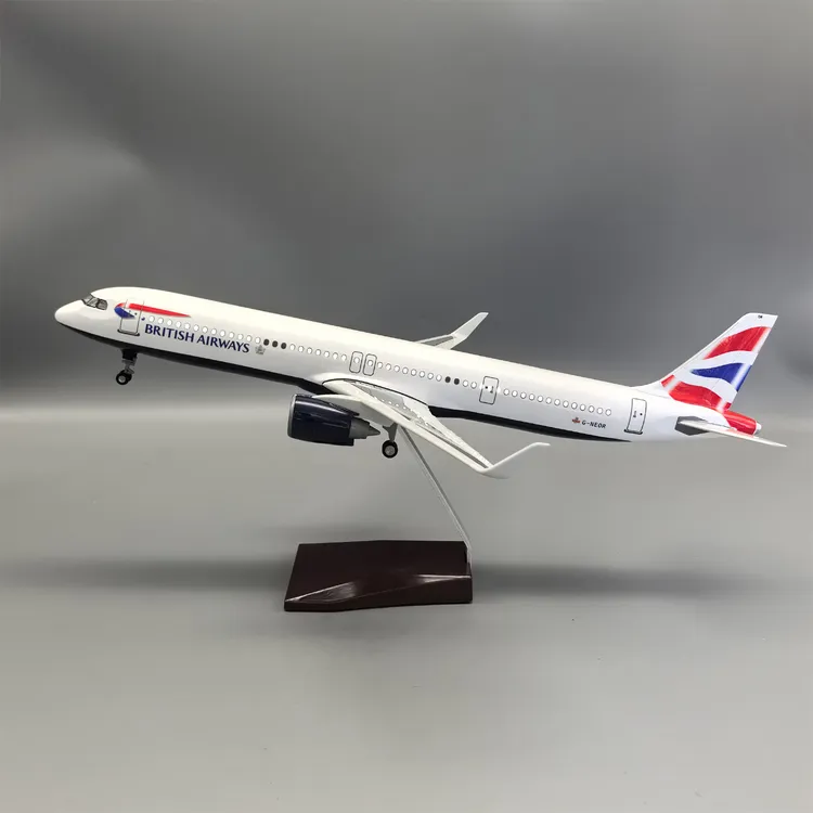 44cm带灯英航A321neo仿真民航客机飞机模型英国航空摆件礼品礼物