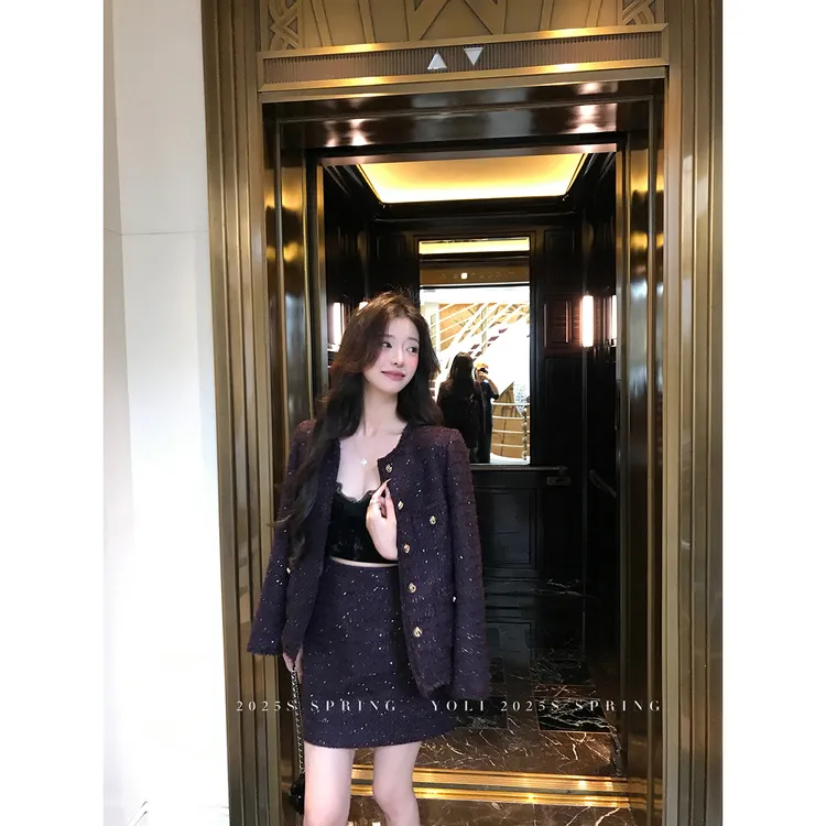 YOLI 张宥利 "紫调小香"小香风外套