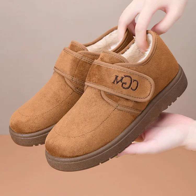 加绒磨砂面包棉鞋女款2025冬季新款平底舒适百搭勃肯鞋保暖雪地靴