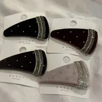 韩国 气质 小众 ins 手工 芝麻钻 三角 丝绒 鸭嘴夹B760