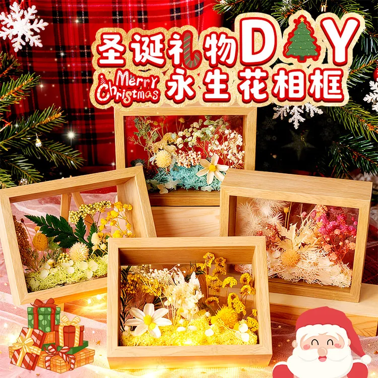 圣诞永生干花水晶球立体相框画男女孩玩具diy手工制作材料包礼物