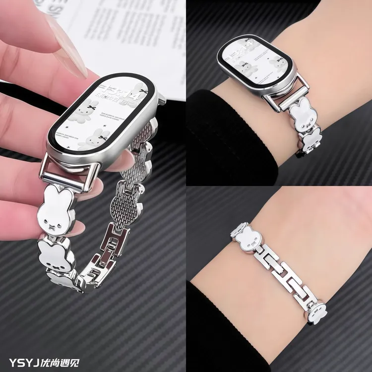 适用小米手环10表带可爱米菲兔表带9pro新款金属红米watch6高颜值