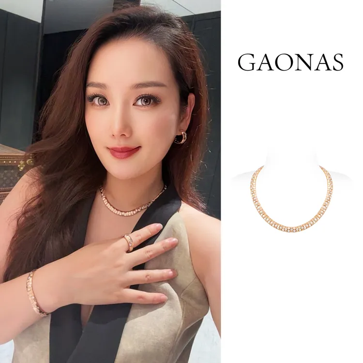 GAONAS 镀K金合成锆石项链 柏林热吻 时尚蜂巢金色颈链 11418XGO