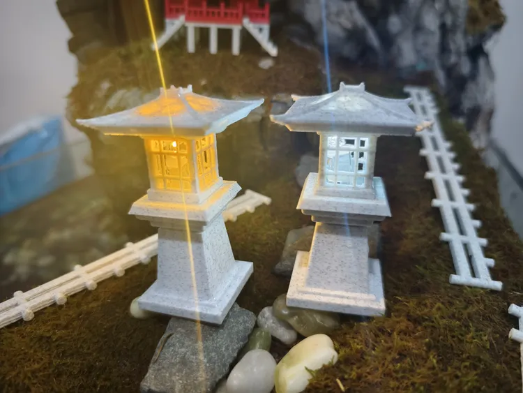 石灯笼景观庭院灯饰复古风3D打印仿大理石台灯