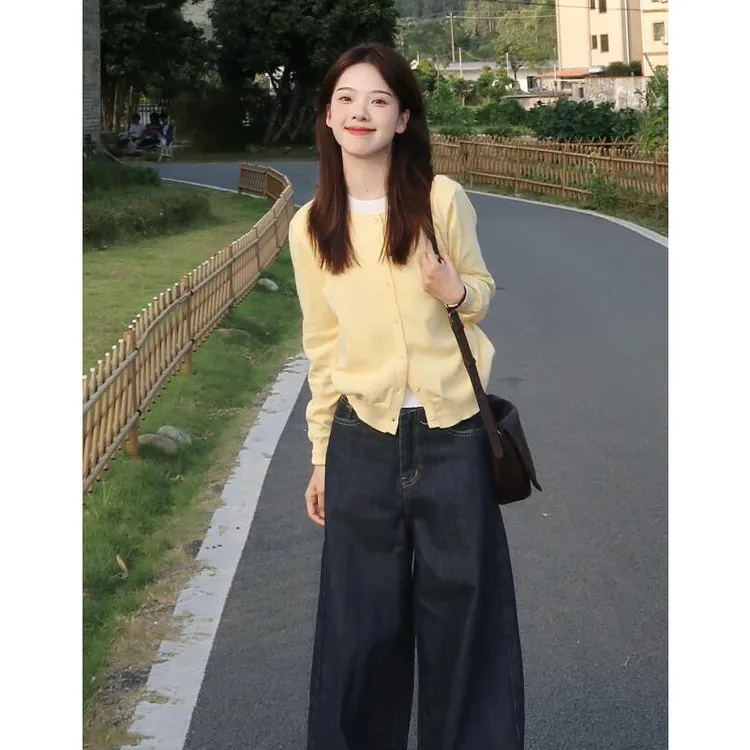 假两件上衣针织衫女开衫慵懒风韩系简约早春新款小众春秋毛衣外套