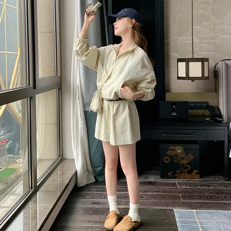 休闲气质工装防晒外套短裤套装女2025夏季新款小个子超好看两件套