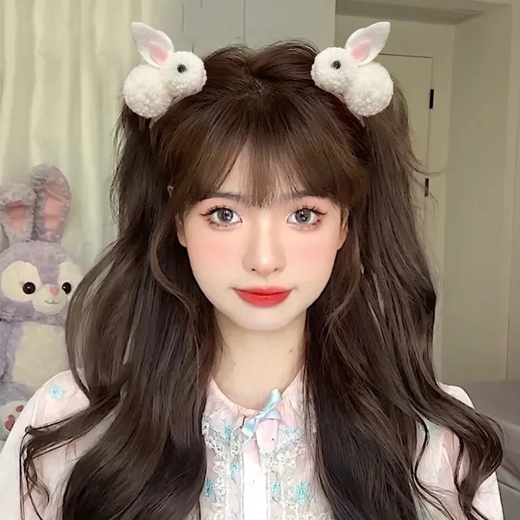 可爱立体小兔子发夹毛绒夹子宝宝女童头发卡子头饰侧边夹发卡d1