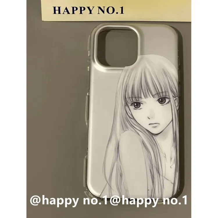 可爱电镀银灰色黑沼爽子适用苹果15promax手机壳防摔16全包14防摔