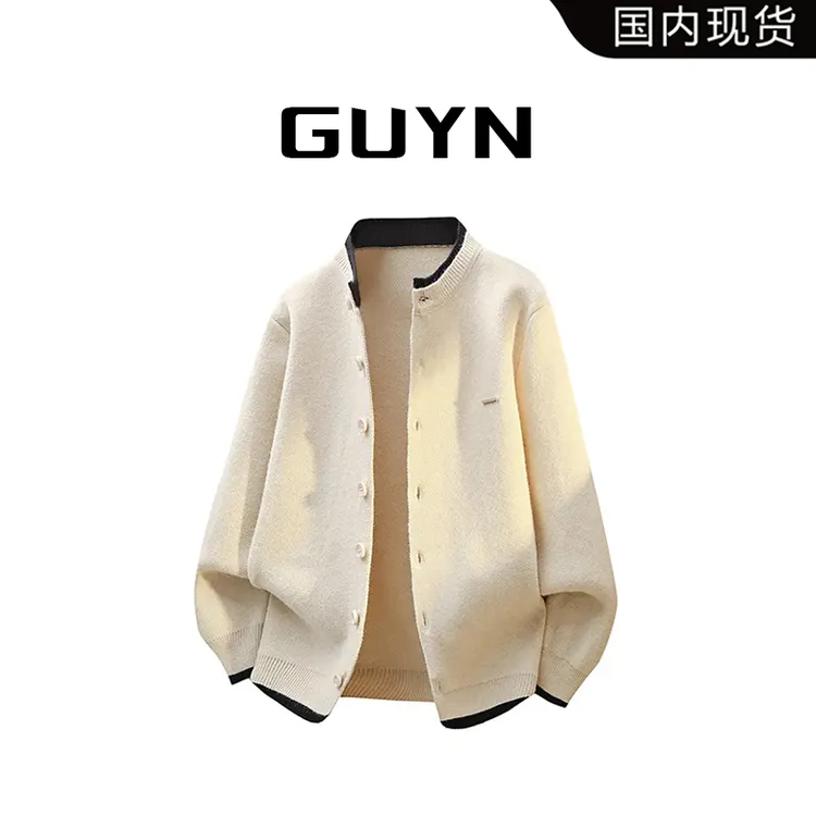 【品牌现货】GUYN美式休闲开衫毛衣男秋季慵懒纽扣设计宽松轻奢外套
