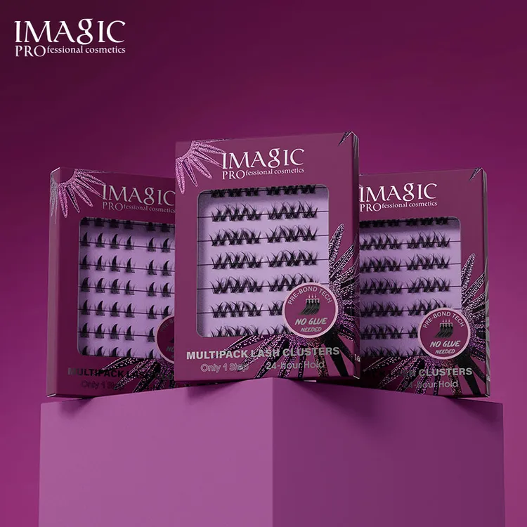 IMAGIC单簇8排免胶假眼睫毛欧美日常自然浓密D曲分段假睫毛