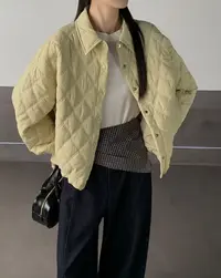 FUJIA STYLE新款时尚百搭简约气质休闲翻领纯色棉服Y25308