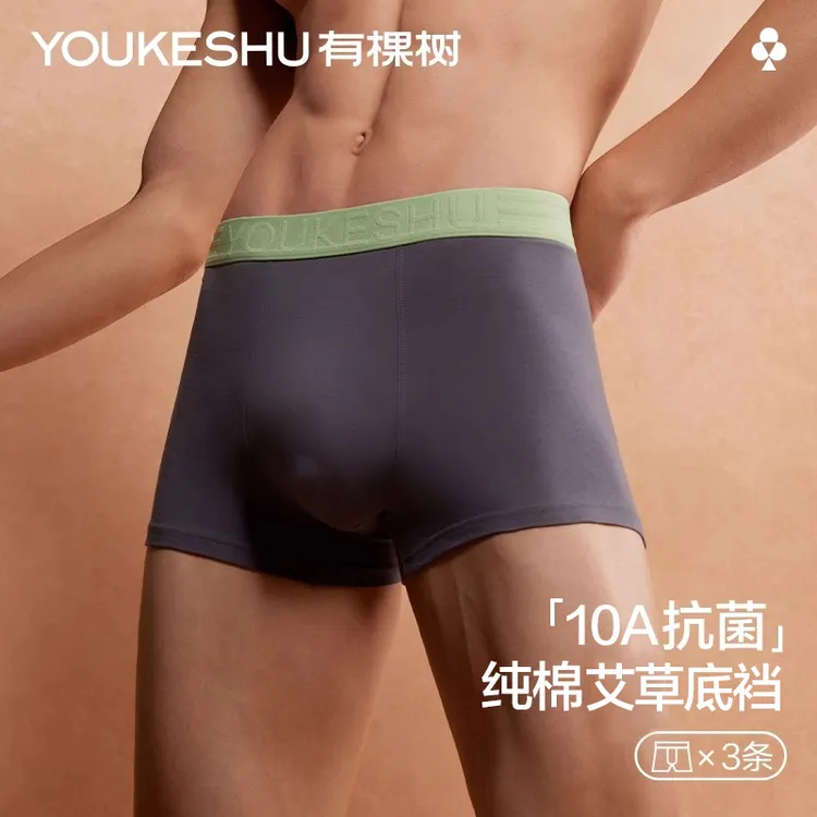 有棵树【10A抗菌】男士内裤纯棉抗菌青少年运动内穿平角短裤男生款
