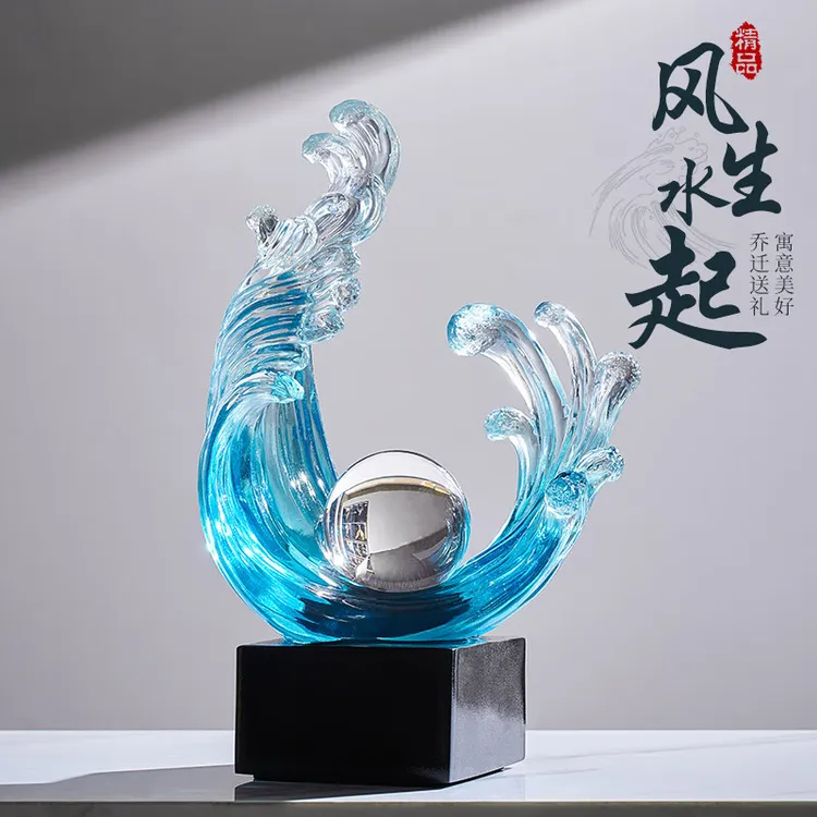 风生水起轻奢高档大摆件玄关造景客厅电视柜入户进门装饰品高级感
