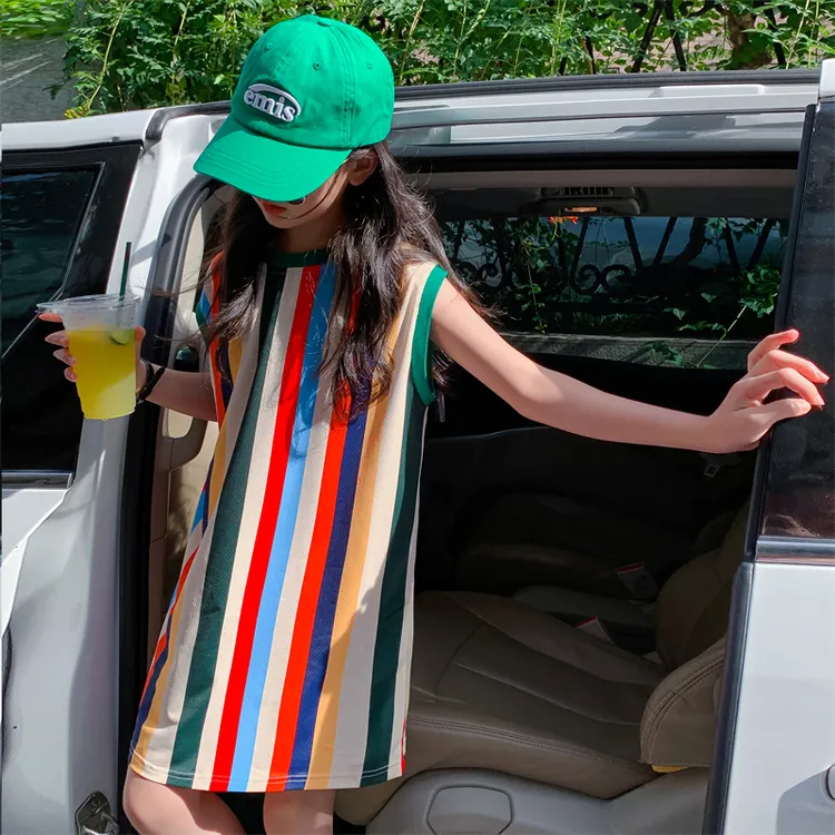 儿童2025年夏装大女童装裙子夏季背心吊带连衣裙宽松显瘦款花苞裙