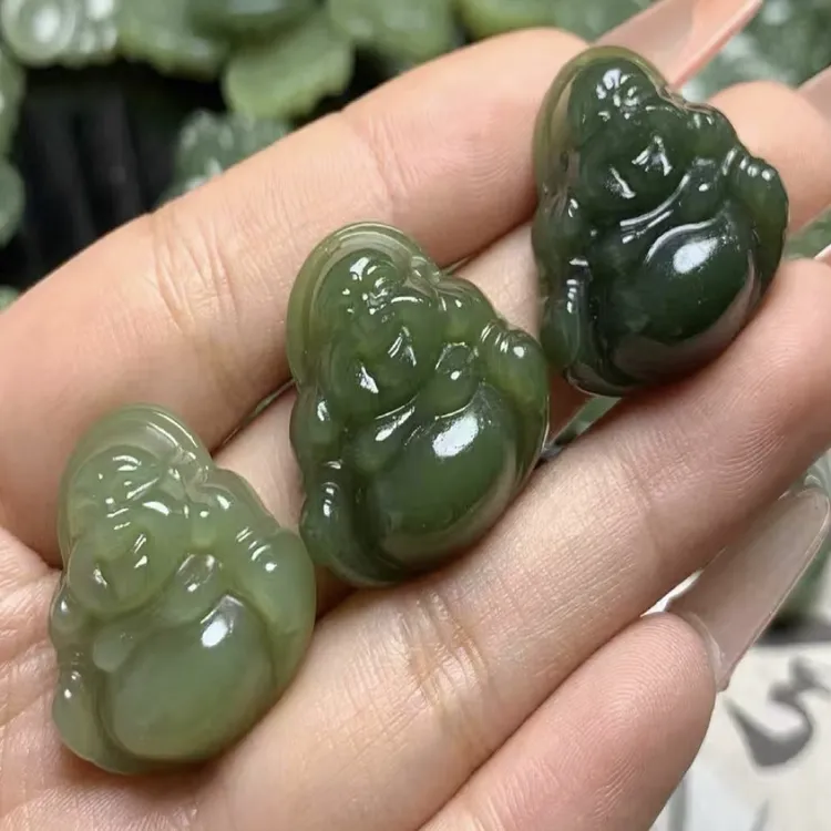 和田玉精品黄口佛公25mm多样性发货拍一发一