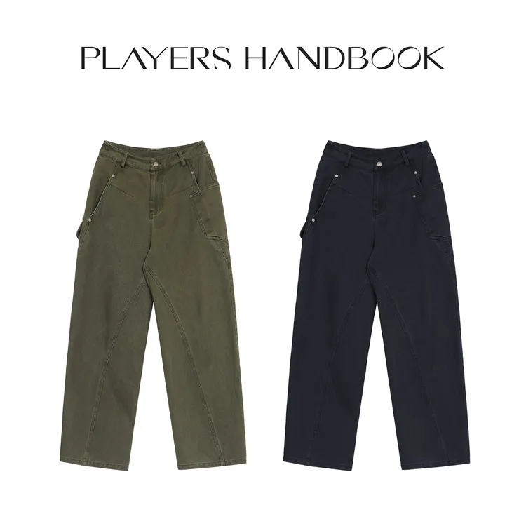 Players Handbook重工染色高克重洗水立裁解构百搭工装裤PH1356