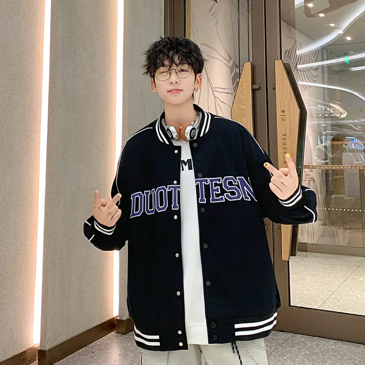 青少年休闲棒球服男春季学生百搭宽松开衫潮流帅气复古外套99011