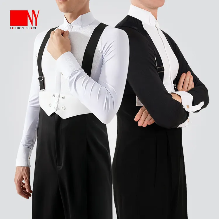 NY20102C纳艺男上衣长袖蝴蝶领比赛衬衫摩登舞服华尔兹比赛练功服