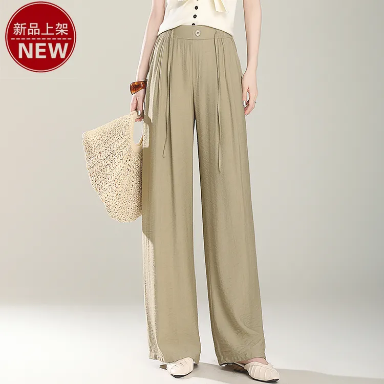 哥弟阿玛施正品时尚透气凉爽轻薄舒适纯色折染宽松气质休闲阔腿裤