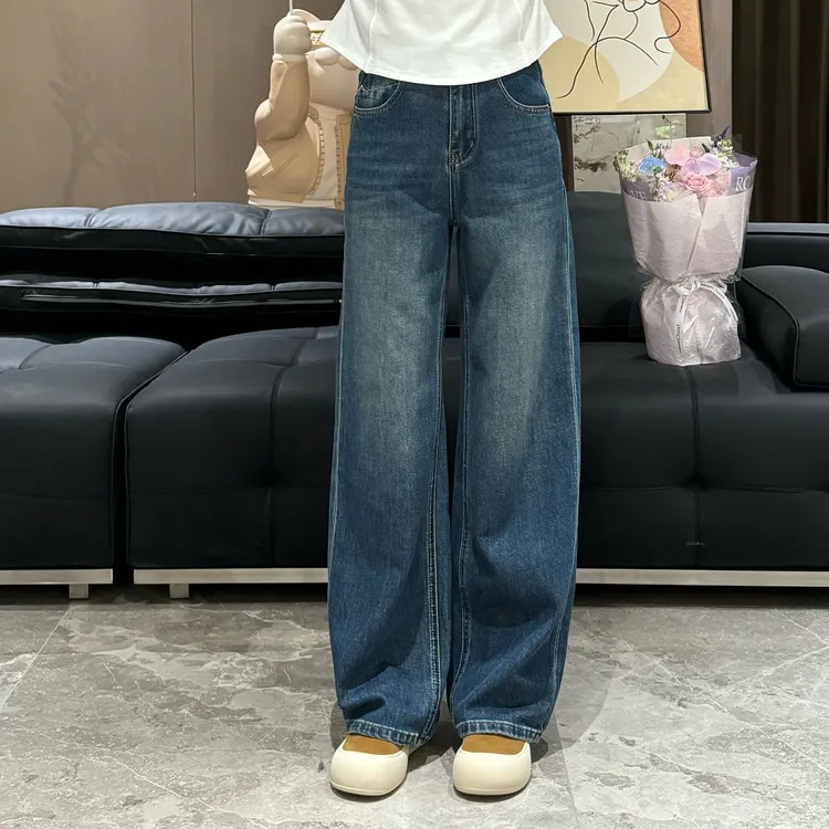 宿慕SUMU 舒适百搭牛仔阔腿裤 2025新款9-21显瘦直筒牛仔裤32950