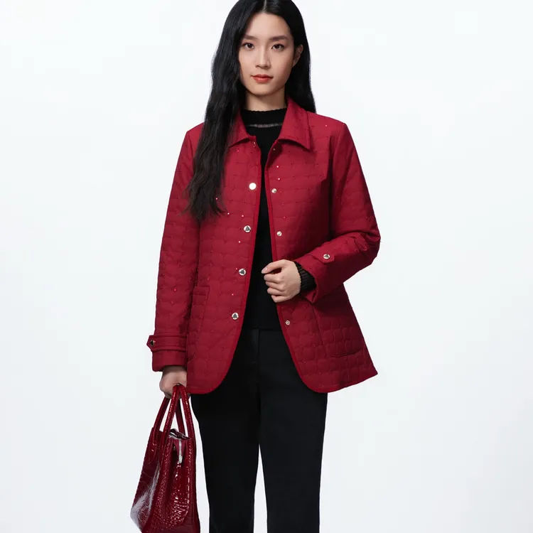 声雨竹 7R603 新雪丽棉服外套绗缝格纹 修身显瘦 秋冬穿搭大码
