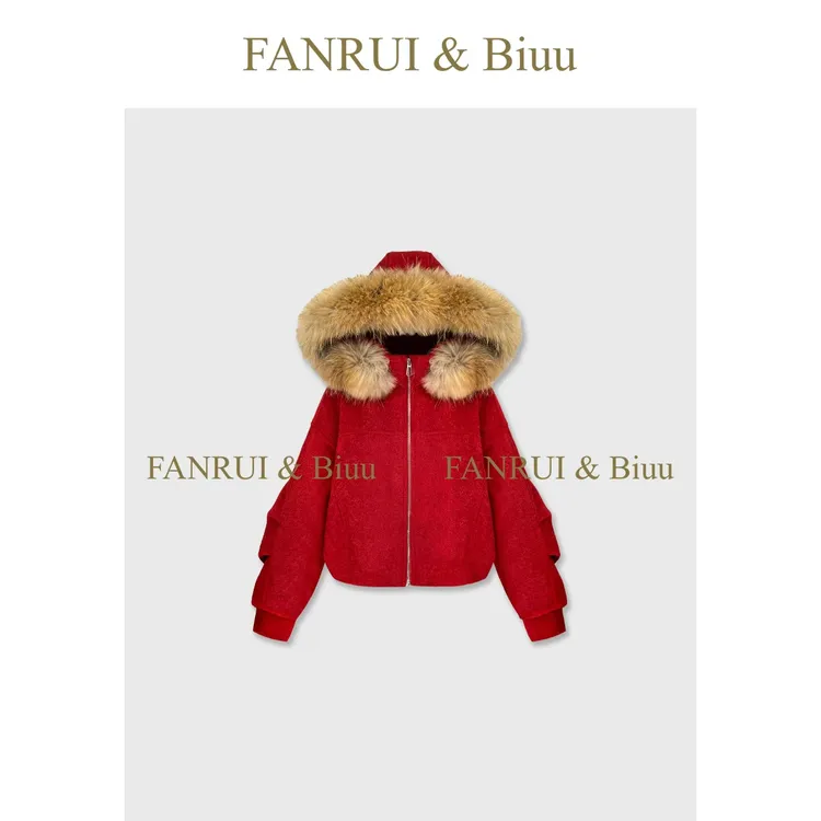 FANRUI/泛芮 「瑾绒雅调」貉子真毛领高端大气锁温保暖羽绒服B19881