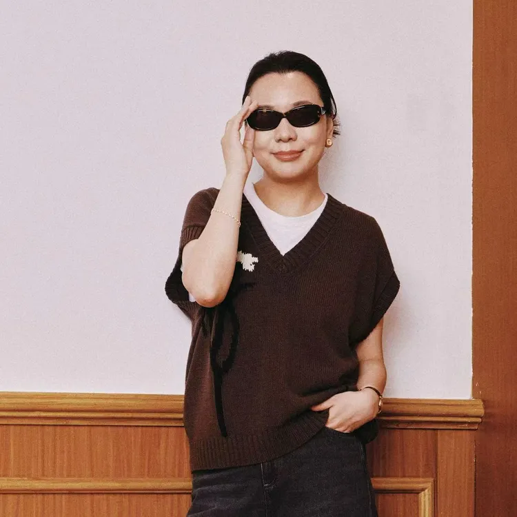 Ms.Qnn“秋意”M*X系列花卉针织南法柔软V领马甲针织上衣52T538 Q姐