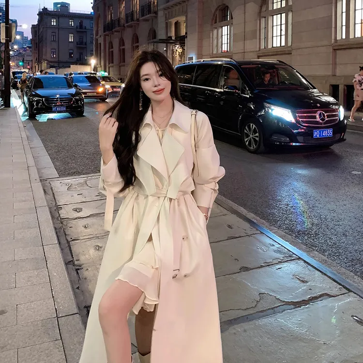 2025春秋中长款慵懒英伦风衣女炸街上档次小个子法式西装外套潮