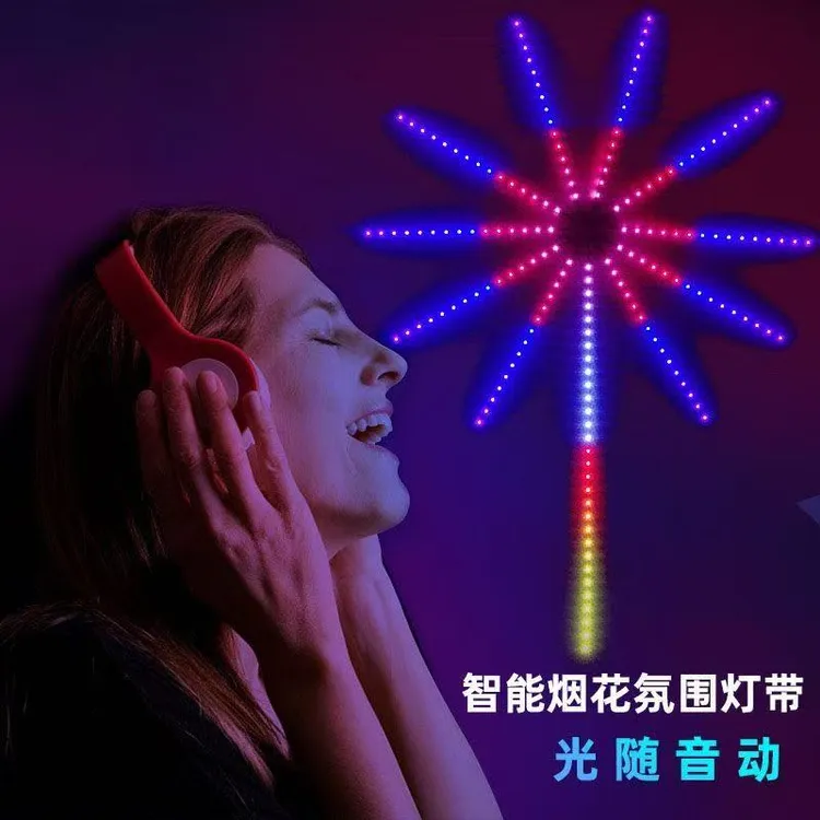 【玛卡】LED烟花灯条七彩声控自动变色夜用卧室氛围灯带节日装饰品