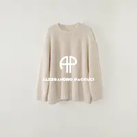 AP洛哥53194ST【编织温柔】山羊绒+桑蚕丝圆领镂空编织时尚套头衫