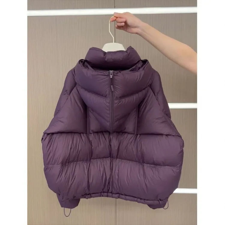 韩版时尚加厚连帽短款泡芙棉服女冬季洋气百搭保暖面包服棉袄外套