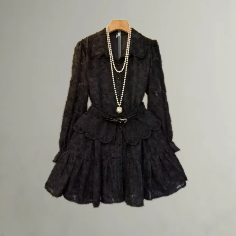 岚岚大码女装时尚潮流洋气显瘦时髦精连衣裙5835