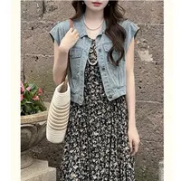 夏季新款牛仔马夹外套女飞飞袖短款休闲百搭薄款背心马甲上衣潮