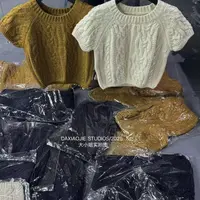 针织圆领短袖韩版网红麻花纯色秋冬毛针织衫秋季