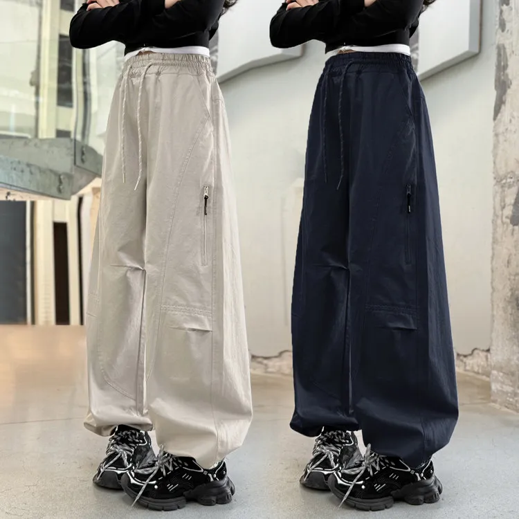 童装女大童洋气时髦裤子休闲春秋装女孩直筒秋季裤子学生工装裤潮