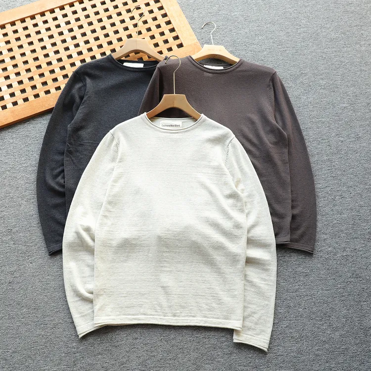 美单高端卷边设计男女同款秋冬羊绒羊毛针织衫打底衫毛衣不可机洗