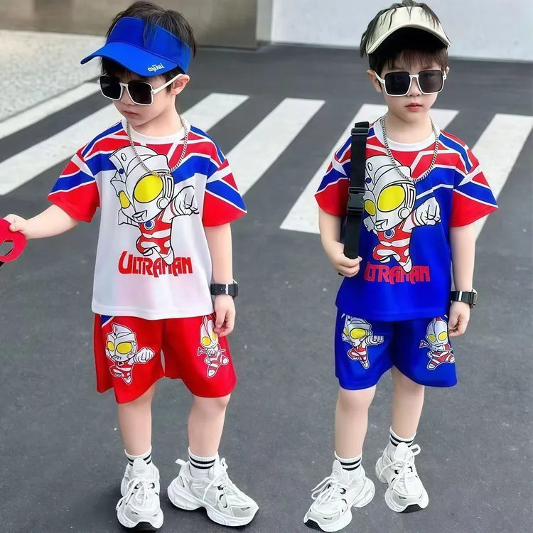 男童夏季短袖套装2026新款洋气宝宝奥特曼衣服小儿童运动薄款痞帅
