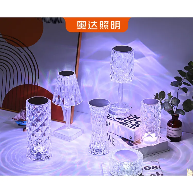 【艺凡】感应台灯现代简约水晶玫瑰夜灯氛围感卧室床头触摸小夜灯