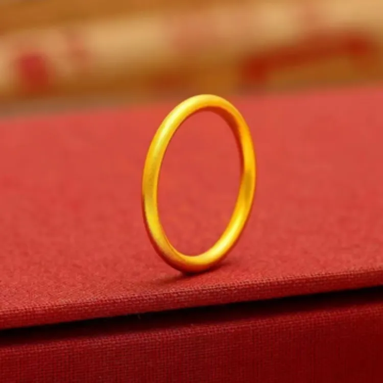 合金戒指 素圈戒指素戒情侣金色送女友情人节男女经典生日礼物