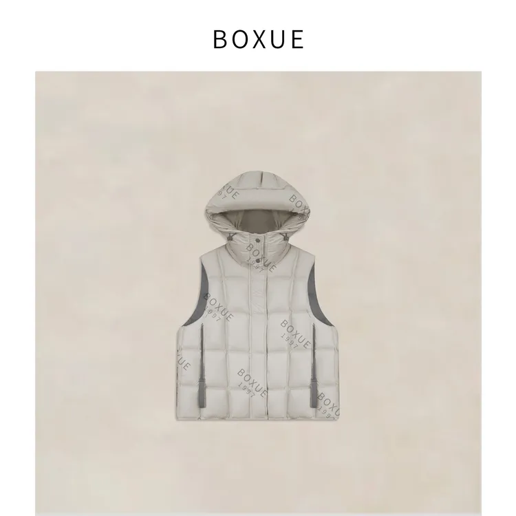 BOXUE“自由轨迹”2025秋冬连帽90鸭绒羽绒服马夹外套#250925YR5199