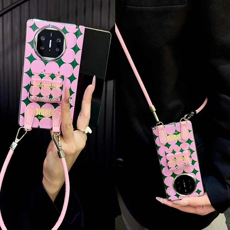 适用华为matex5手机壳折叠屏中轴新款x6典藏版x3皮纹创意支架女款