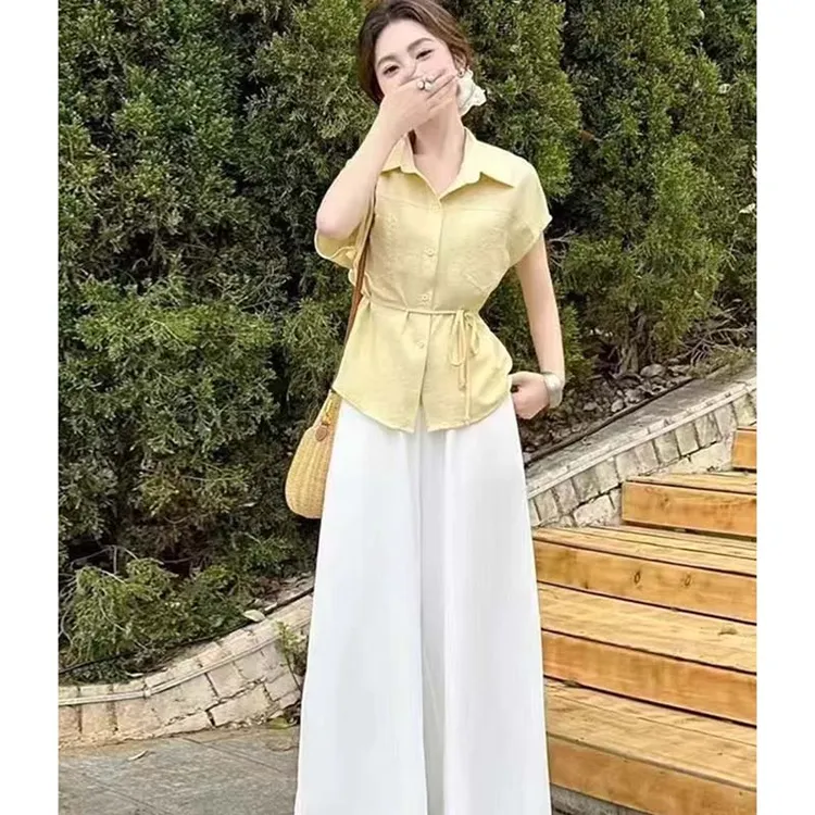 【两件套】【有里布】衬衫套装女夏季一整套穿搭减龄两件套D2395