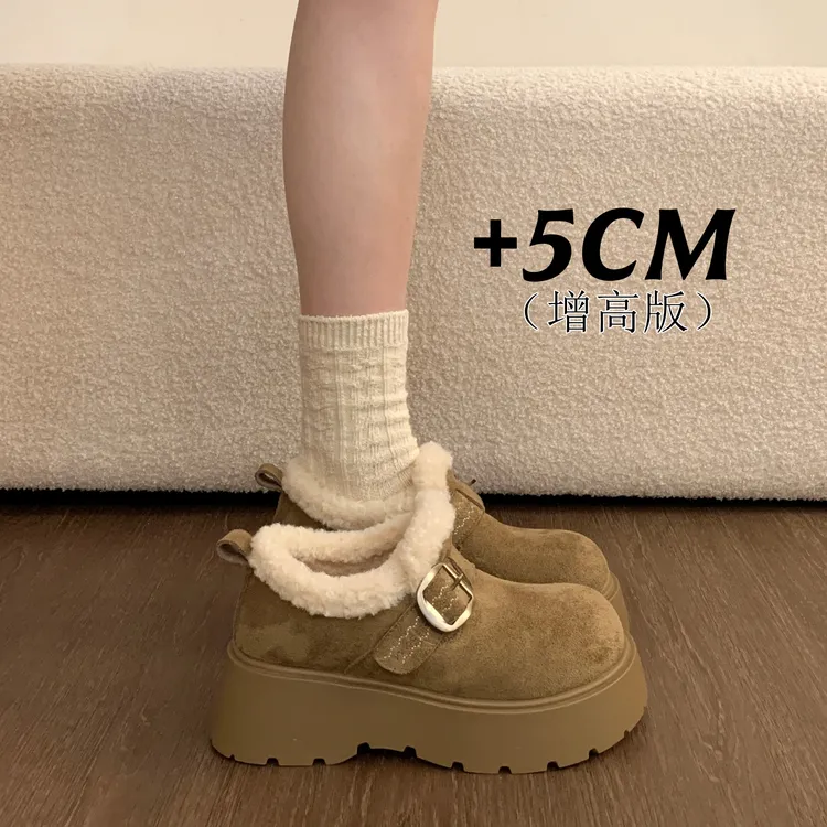 厚底增高加绒保暖勃肯鞋女2025新款冬季雪地靴乐福鞋毛毛女鞋棉鞋