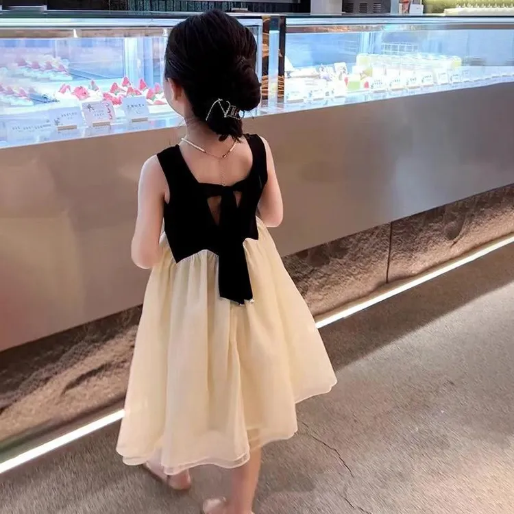 女童夏季洋气连衣裙2025新款韩版儿童夏装公主裙小女孩时尚背心裙