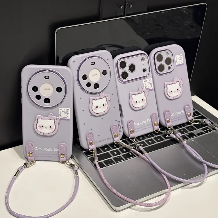 紫色凯蒂适用苹果17pro手机壳16pm小胖妹华为p80小众oppo荣耀小米