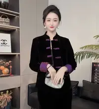 面膜丝绒气质全里衬加厚中式国风外套
