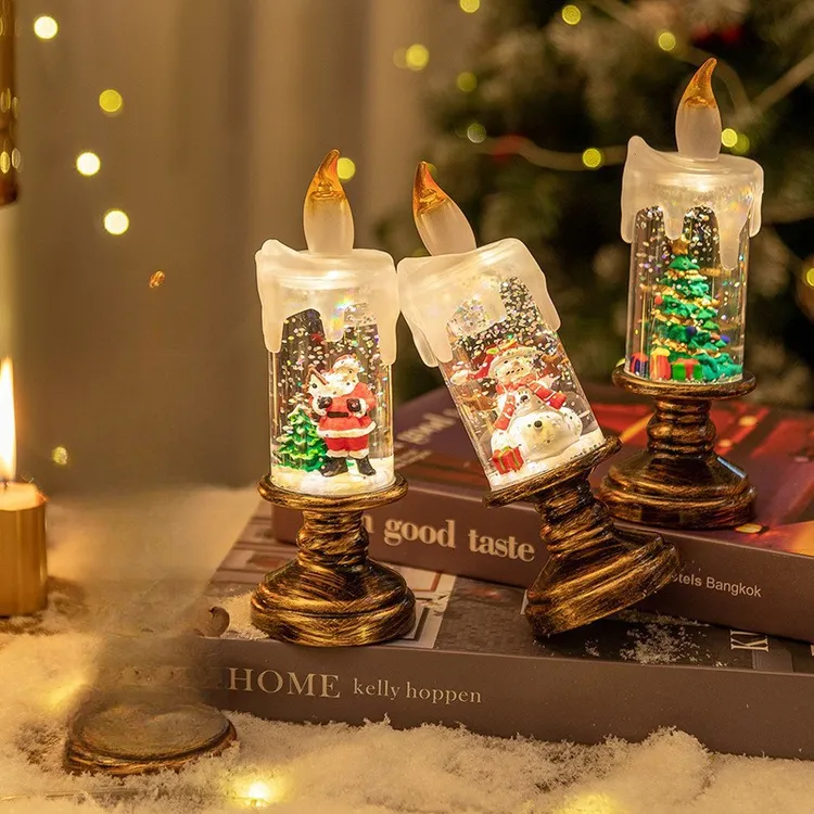 圣诞小夜灯圣诞节蜡烛水晶灯飘雪灯圣诞节礼物送女朋友创意礼物