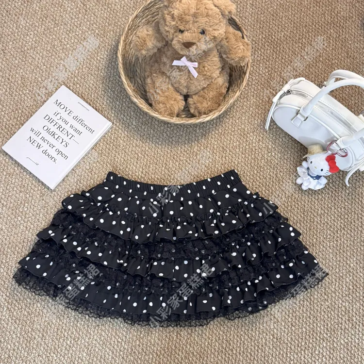 【483】波点秋冬裙裤薄款拼接高腰半身裙百搭打底洋气百褶裙女裙子